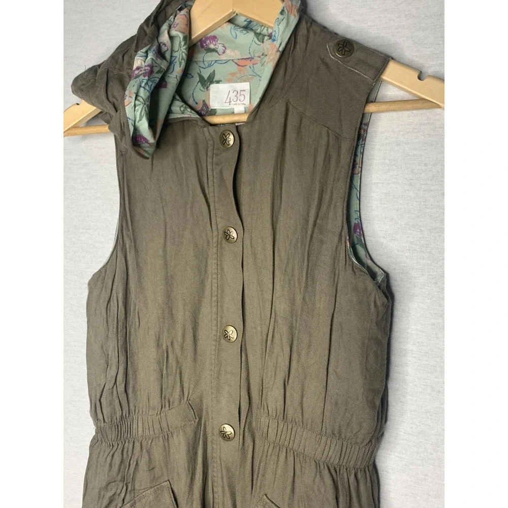 Matilda Jane 435 Vest Girls 14 Olive Green Hooded Floral Utility Boho Cottage